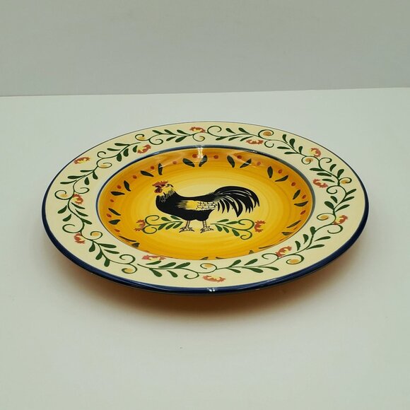 Signature Living Cali Rooster Salad Plates Floral Rim Chicken Dessert Plates - Picture 5 of 5